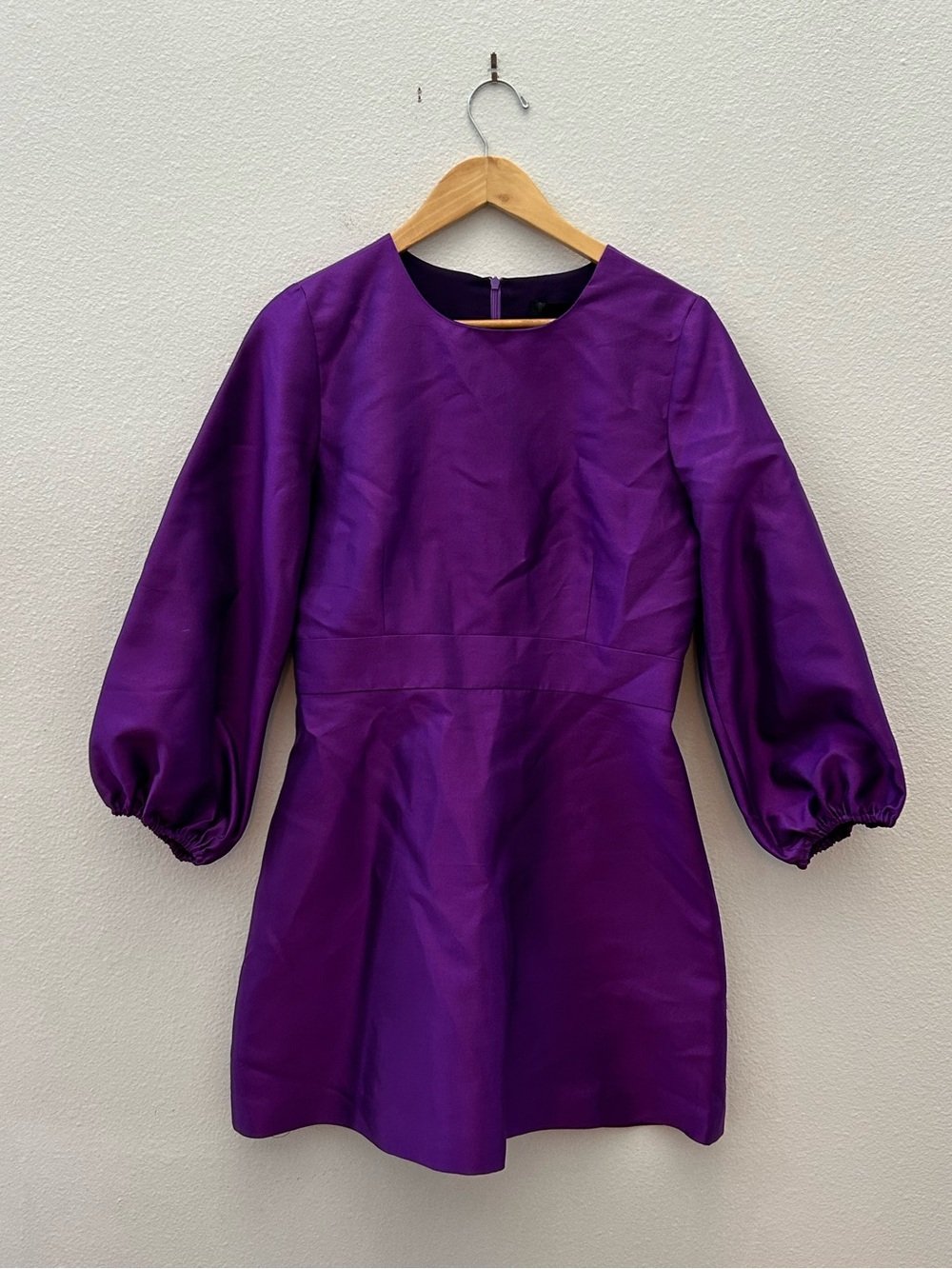 NWT CYNTHIA ROWLEY purple silk/wool mini dress